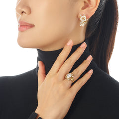 Ivory Floral Cluster Earrings