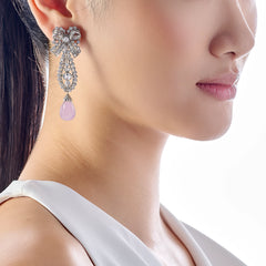 Lavender Dentelle Bow Earrings