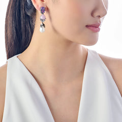 Lavender Pearl Berry Earrings