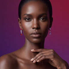 Lavender Ruby Tutti Frutti Earrings. Lab-Grown Amethyst