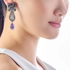 Lilac Dentelle Bow Earrings