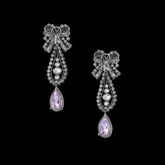 Lilac Dentelle Bow Earrings