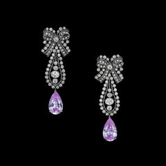 Lilac Dentelle Bow Earrings