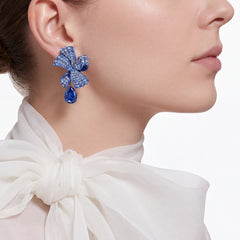 Midi Sapphire Gingham Bow Earrings