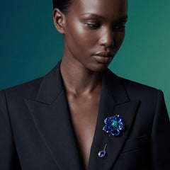 Midnight Opal Parrot Bloom Pin. Lab-Grown Opal