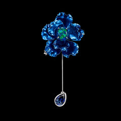 Midnight Opal Parrot Bloom Pin. Lab-Grown Opal
