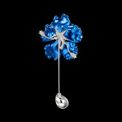 Midnight Parrot Bloom Pin. Lab-Grown Simulated Diamond