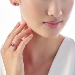 Mini Pink Sapphire Heart Studs