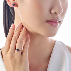 Mini Sapphire Heart Studs