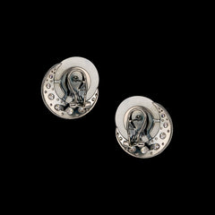 Moonphase Chalcedony Earrings. Lab-Grown Chalcedony
