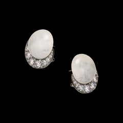 Moonphase Chalcedony Earrings. Lab-Grown Chalcedony