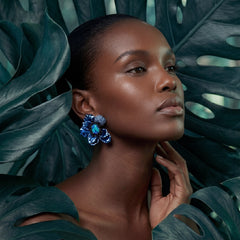 Opal Blue Poppy Earrings. Lab-Grown Opal