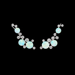Opal Constellation Ear Cuffs. Lab-Grown Opal