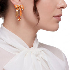 Orange Sapphire Bardot Bow Earrings