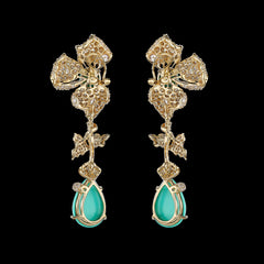 Orchid Turquoise Earrings. Lab-Grown Turquoise