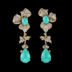 Orchid Turquoise Earrings. Lab-Grown Turquoise