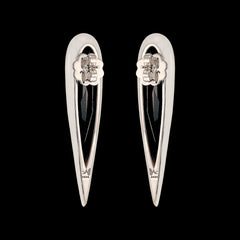 Origami Black Diamond Glimmer Earrings. Lab-Grown Simulated Diamond