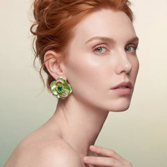 Citrus Bloom Earrings. Lab-Grown Emerald