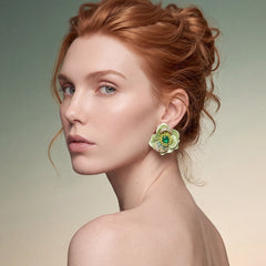 Citrus Bloom Earrings. Lab-Grown Emerald