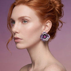 Lavender Bloom Earrings. Lab-Grown Sapphire
