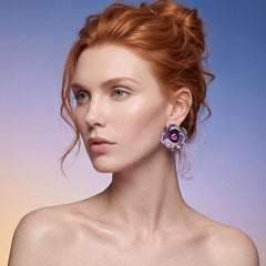 Lavender Bloom Earrings. Lab-Grown Sapphire