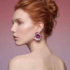 Rose Bloom Earrings. Lab-Grown Sapphire