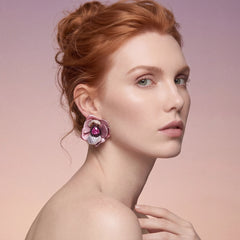 Rose Bloom Earrings. Lab-Grown Sapphire