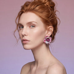Rose Bloom Earrings. Lab-Grown Sapphire