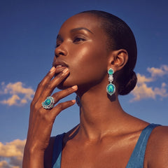 Paraiba Opal Ocean Rings. Lab-Grown Opal