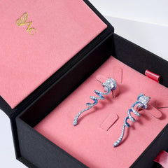Baby Blue Ribbon Twirl Earrings