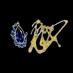Paint Splash Earrings. Blue. Lab-Grown Sapphire
