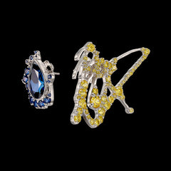 Paint Splash Earrings. Blue. Lab-Grown Sapphire