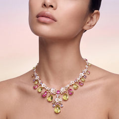 Fuchsia Lemon Paradise Necklace. Lab-Grown Quartz