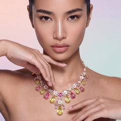 Fuchsia Lemon Paradise Necklace. Lab-Grown Quartz