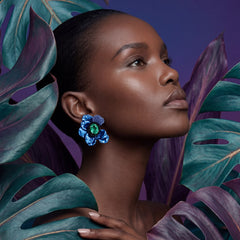Paraiba Blue Poppy Earrings. Lab-Grown Opal
