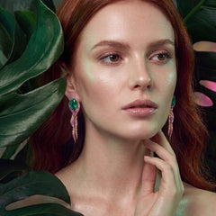 Paraiba Fin Earrings. Lab-Grown Paraiba Tourmaline