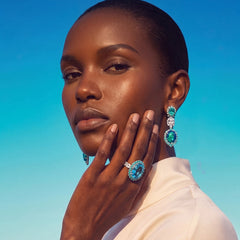 Paraiba Ocean Drop Earrings. Lab-Grown Opal