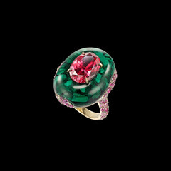 Peacock Malachite Pebble Ring