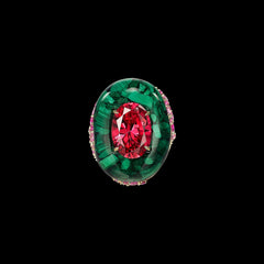 Peacock Malachite Pebble Ring