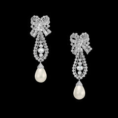 Pearl Dentelle Bow Earrings