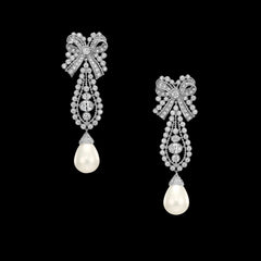 Pearl Dentelle Bow Earrings