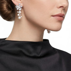 Pearl Snow Rose Earrings
