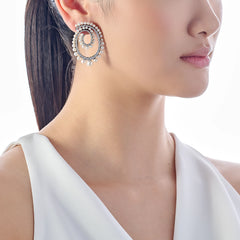 Petite Pearl Noir Vortex Hoop Earrings