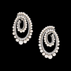 Petite Pearl Noir Vortex Hoop Earrings