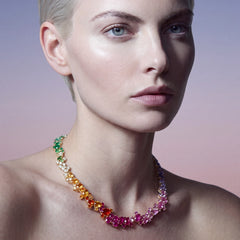 Petite Rainbow Garden Of Eden Necklace. Lab-Grown Simulated Sapphire