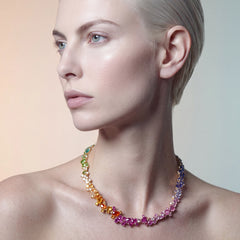 Petite Rainbow Garden Of Eden Necklace. Lab-Grown Simulated Sapphire