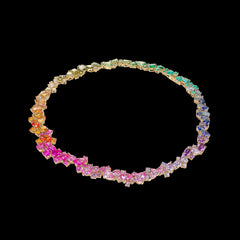Petite Rainbow Garden Of Eden Necklace. Lab-Grown Simulated Sapphire