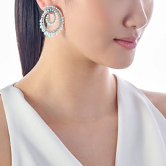 Petite Sky Opal Vortex Hoop Earrings
