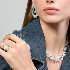 Petite Sky Opal Vortex Hoop Earrings