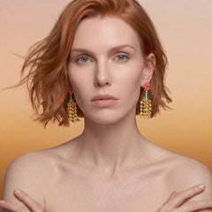 Pineapple Drop Earrings. Lab-Grown Sapphire
